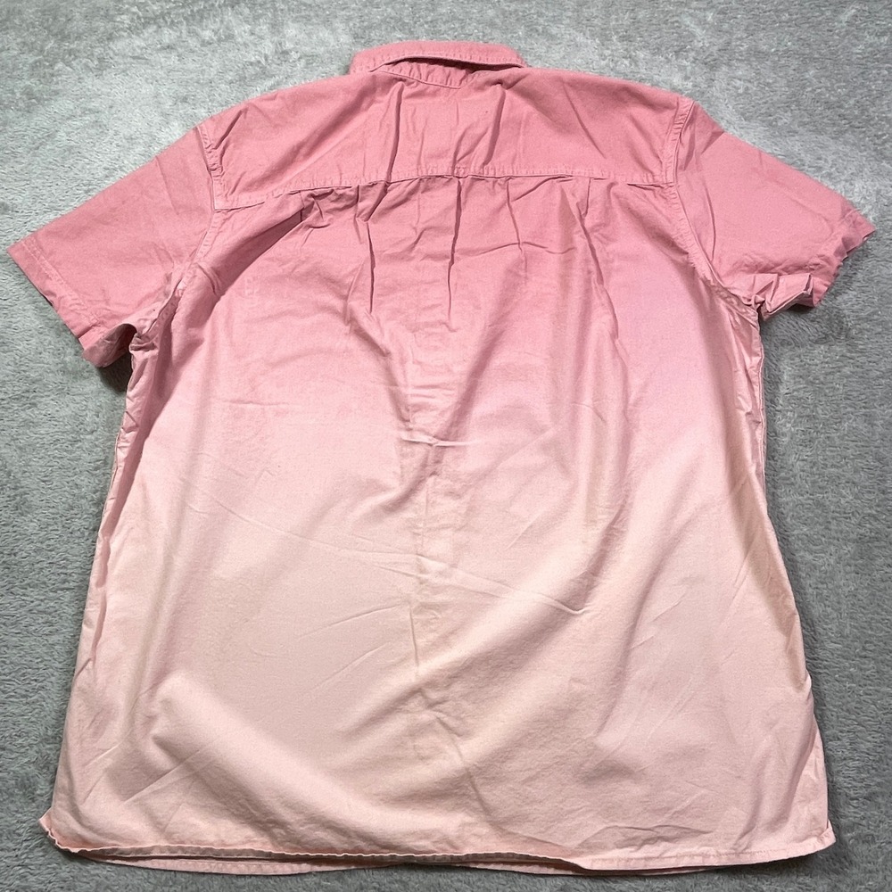 American Eagle Outfitters Men's Large Button Down Short Sleeve Shirt Pink Ombre - Picture 5 of 9